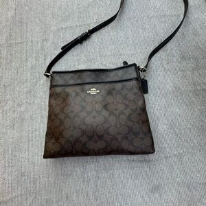 Coach Black Leather Bag with Gold Zipper